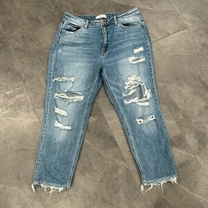 Great Condition. Only worn once, Flying Monkey Distressed Mom Jeans. Size 31.